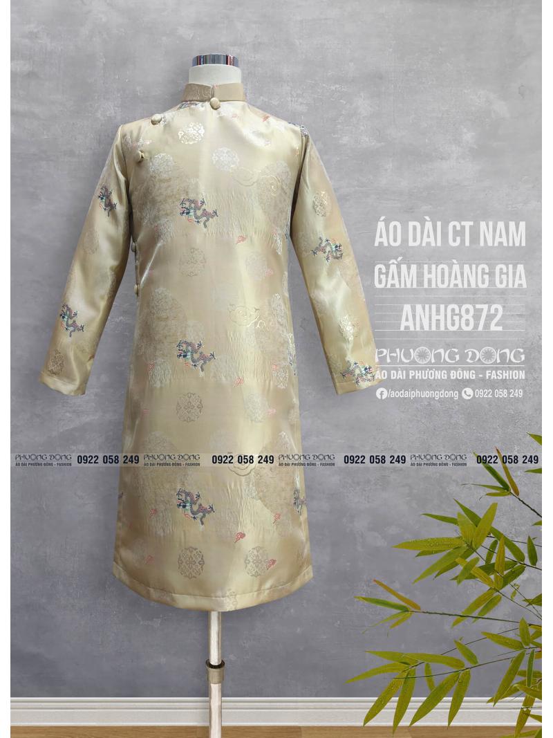 Áo Dài Cách Tân Nam Gấm Cao Cấp ANHG872